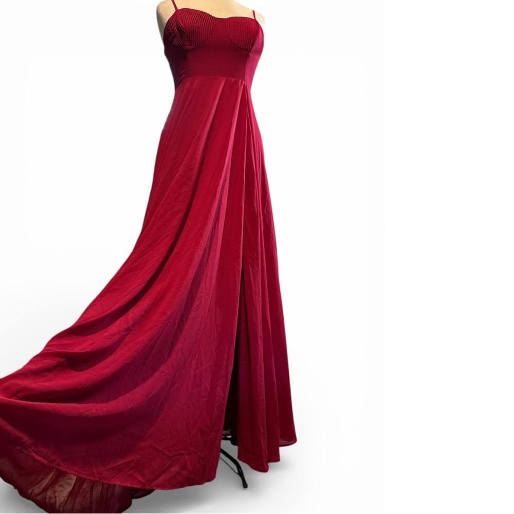 Lulus Cause for Commotion Red Pleated Bustier Maxi Dress Size M Wedding Guest - Picture 9 of 11
